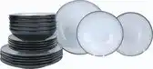 Bol.com Serviesset Luzzo Oland 6 persoons 18 delig Reactive glazing - Grijs aanbieding