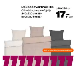 Kwantum Dekbedovertrek Rib Off-white, taupe of grijs aanbieding