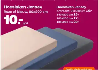 Kwantum Hoeslaken Jersey Roze of blauw aanbieding