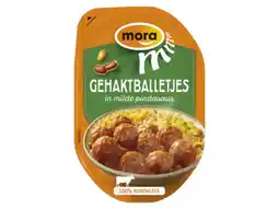 Hoogvliet Mora Gehaktballetjes in milde pindasaus aanbieding
