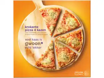 Hoogvliet G'woon Krokante pizza 4 kazen aanbieding