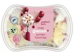 Hoogvliet G'woon Mini ijsbakje yoghurt kers aanbieding