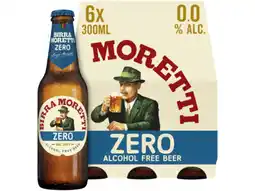 Hoogvliet Birra moretti Zero 0.0 Bier Fles 6-pack aanbieding