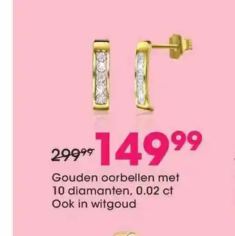 Lucardi Gouden oorbellen met 10 diamanten 0.02 ct ook in witgoud aanbieding