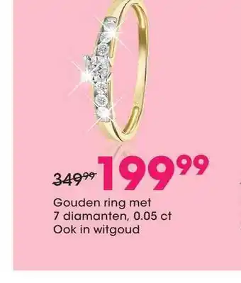 Lucardi Gouden ring met 7 diamanten, 0.05 ct ook in witgoud aanbieding