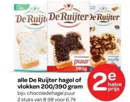Spar alle De Ruijter hagel of vlokken 200/390 gram aanbieding