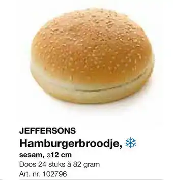 Bidfood Jeffersons Hamburgerbroodje, 82g aanbieding