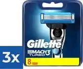 Bol.com Gillette Mach3 Turbo-8 stuks-scheermesjes - Voordeelverpakking 3 stuks aanbieding