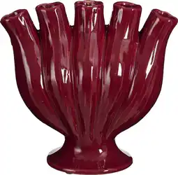 Intratuin Mica Decorations tulpenvaas Serra rood 28 x 13,5 x 26 cm aanbieding