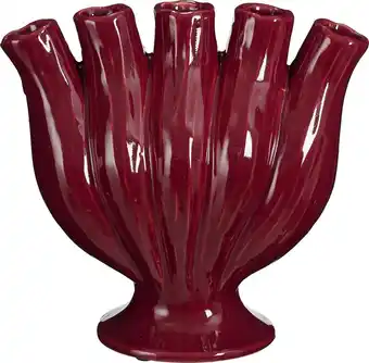 Intratuin Mica Decorations tulpenvaas Serra rood 28 x 13,5 x 26 cm aanbieding