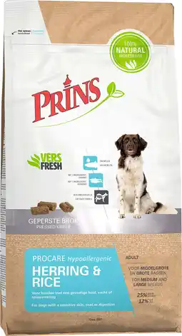 Intratuin Prins hondenbrokken ProCare Hypoallergenic haring en rijst 3 kg aanbieding