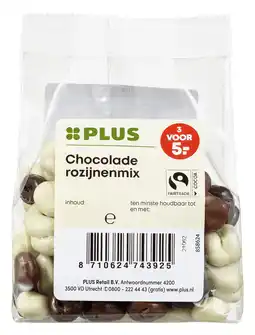PLUS PLUS Chocolade rozijnenmix aanbieding