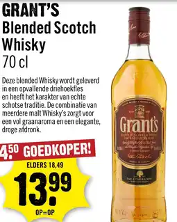 Dirck 3 Grant's Blended Scotch Whisky aanbieding