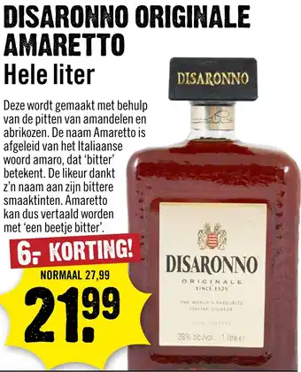 Dirck 3 Disaronno Originale Amaretto aanbieding