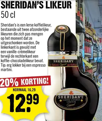 Dirck 3 Sheridan's likeur aanbieding