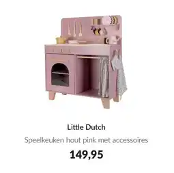 Babypark Little Dutch Speelkeuken hout pink met accessoires aanbieding