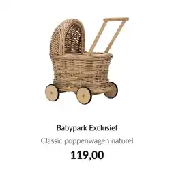 Babypark Babypark Exclusief Classic poppenwagen naturel aanbieding