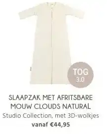 Van Asten BabySuperstore SLAAPZAK MET AFRITSBARE MOUW CLOUDS NATURAL aanbieding