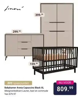 Van Asten BabySuperstore Babykamer Arona Capuccino Black XL aanbieding