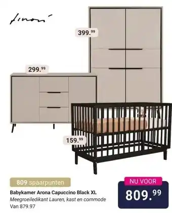 Van Asten BabySuperstore Babykamer Arona Capuccino Black XL aanbieding