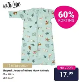 Van Asten BabySuperstore Slaapzak Jersey Afritsbare Mouw Animals aanbieding