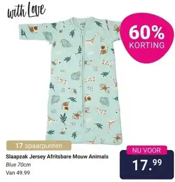 Van Asten BabySuperstore Slaapzak Jersey Afritsbare Mouw Animals aanbieding