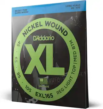 Amazon D'Addario 4er bas XL nikkel 45-105 45-65-85-105, EXL165 - Snarenset voor 4-string basgitaar aanbieding