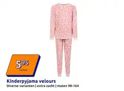 Action Kinderpyjama velours aanbieding