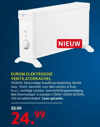 Kluswijs Eurom elektrische ventilatorkachel aanbieding