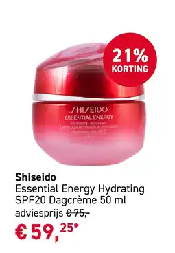 Mooi parfumerie Shiseido Essential Energy Hydrating SPF20 Dagcrème aanbieding