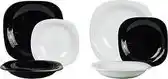 Bol.com Luminarc Carine Serviesset - wit - zwart - 18-delig - 6 personen aanbieding