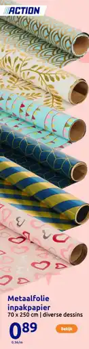 Action Metaalfolie inpakpapier aanbieding