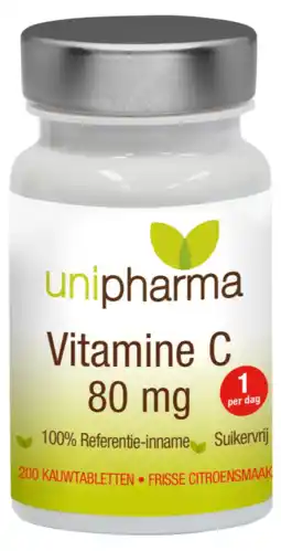 De Online Drogist Unipharma Vitamine C 80mg Kauwtabletten aanbieding