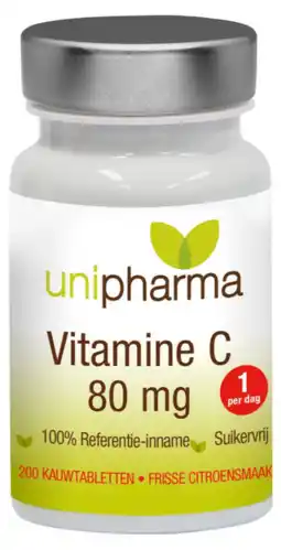 De Online Drogist Unipharma Vitamine C 80mg Kauwtabletten aanbieding