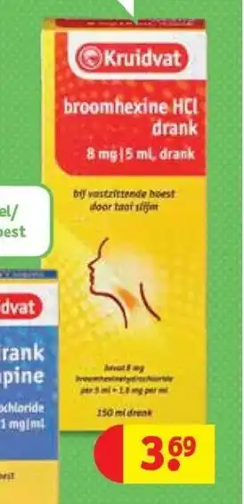 Kruidvat Kruidvat broomhexine HCI drank 8 mg | 5 ml aanbieding