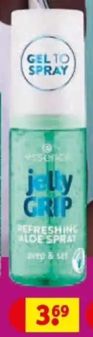 Kruidvat essence Jelly Grip Refreshing Aloe Spray aanbieding