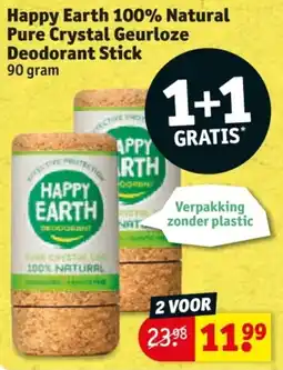 Kruidvat Happy Earth 100% Natural Pure Crystal Geurloze Deodorant Stick aanbieding