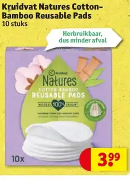 Kruidvat Kruidvat Natures Cotton Bamboo Reusable Pads aanbieding