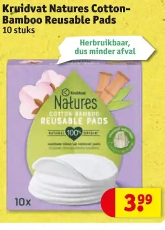 Kruidvat Kruidvat Natures Cotton Bamboo Reusable Pads aanbieding