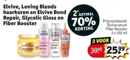 Kruidvat Elvive, Loving Blends haarkuren en Elvive Bond Repair, Glycolic Gloss en Fiber Booster aanbieding