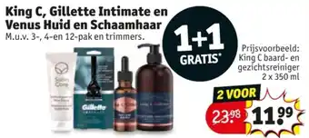 Kruidvat King C, Gillette Intimate en Venus Huid en Schaamhaar aanbieding