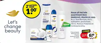 Kruidvat Keuze uit het hele assortiment Dove deodorant, douche en zeep aanbieding