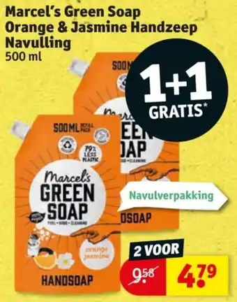 Kruidvat Marcel's Green Soap Orange & Jasmine Handzeep Navulling aanbieding