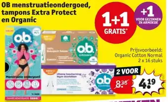 Kruidvat OB menstruatieondergoed, tampons Extra Protect en Organic aanbieding