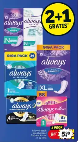 Kruidvat Keuze uit Always Maandverband en Inlegkruisjes aanbieding