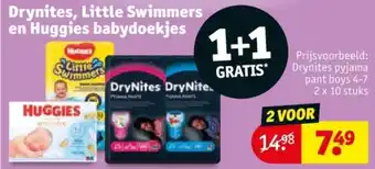 Kruidvat Drynites, Little Swimmers en Huggies babydoekjes aanbieding