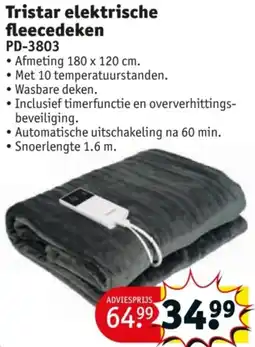 Kruidvat Tristar elektrische fleecedeken PD-3803 aanbieding