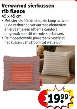 Kruidvat Verwarmd sierkussen rib fleece aanbieding