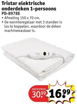 Kruidvat Tristar elektrische onderdeken 1-persoons aanbieding