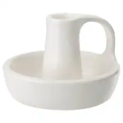 IKEA Een witte godtagbar kandelaar met een handvat en voet, gemaakt van steengoed aanbieding